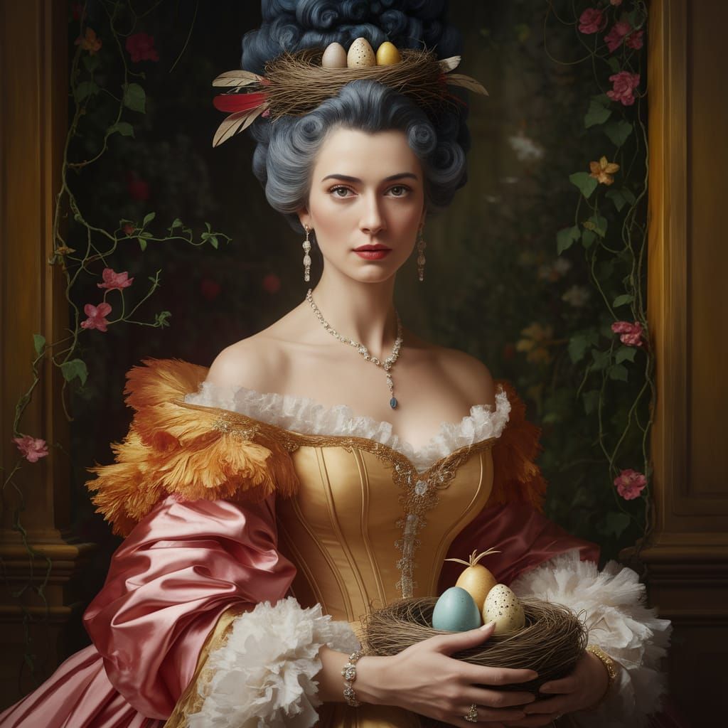 Queen Charlotte Inspired Portrait with Bird's Nest Hairstyle