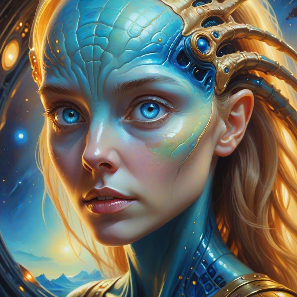 Woman's Gaze: Surreal Oil Painting Portrait