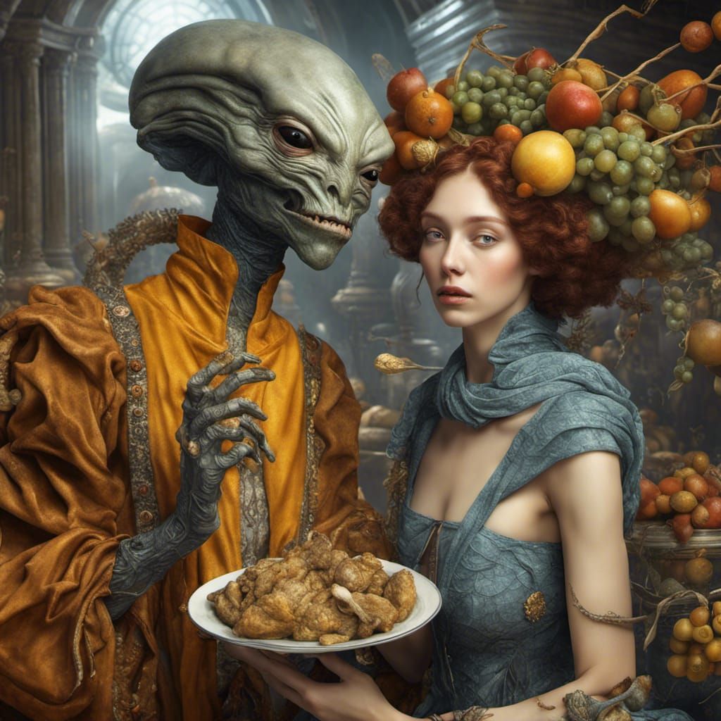 Bizarre Feast of Futuristic Beings in Magical Realism