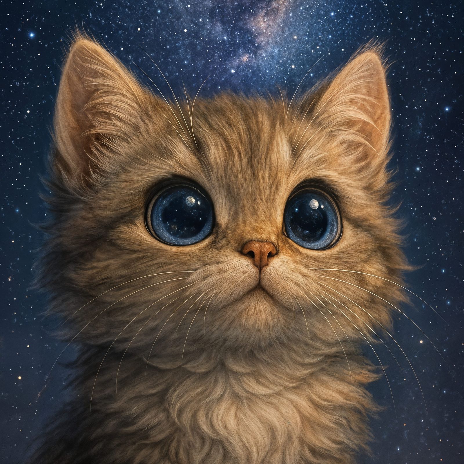 Chibi Cat Admiring the Milky Way Galaxy