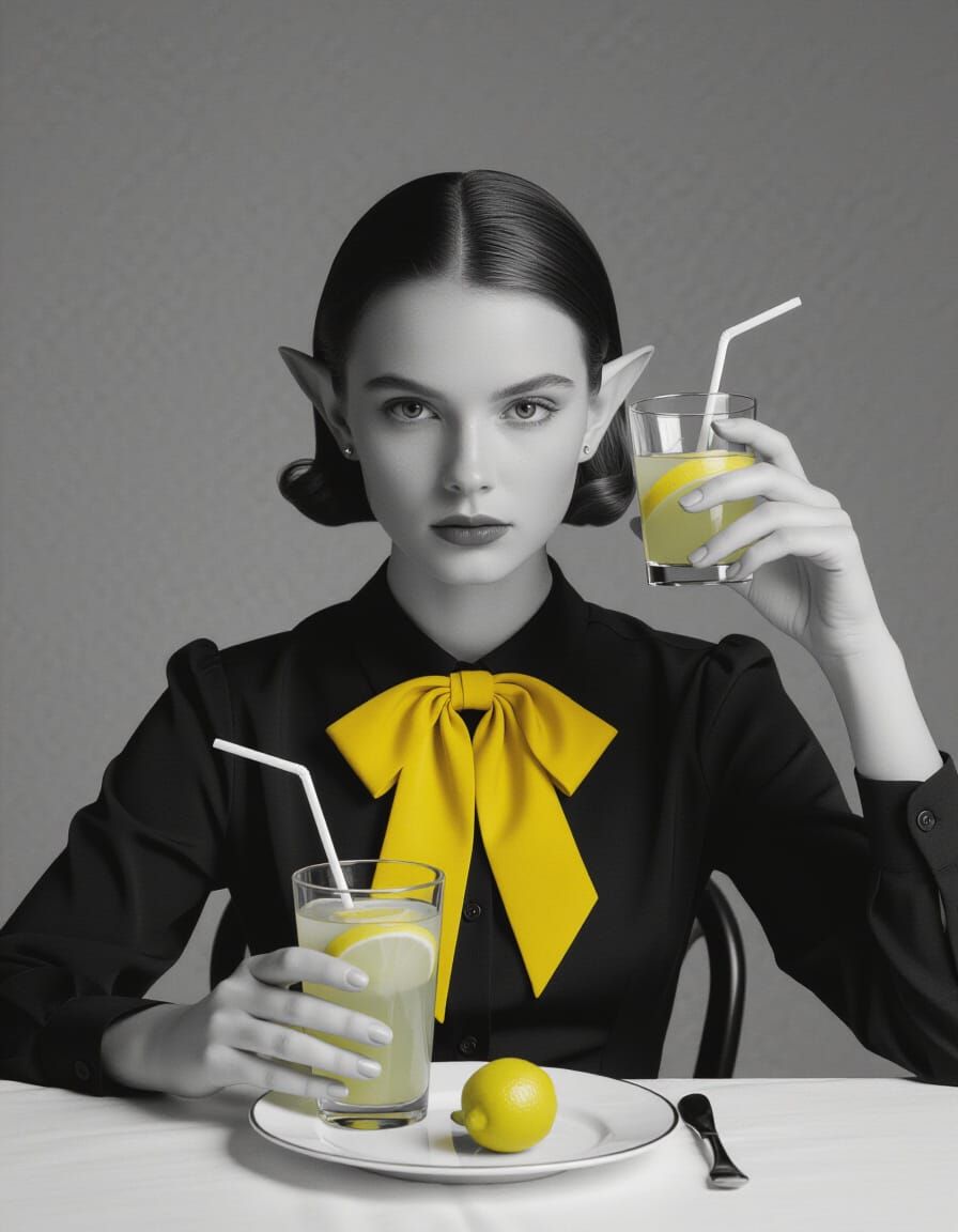 Surreal Grayscale Portrait with Red Accents in Photographic ...