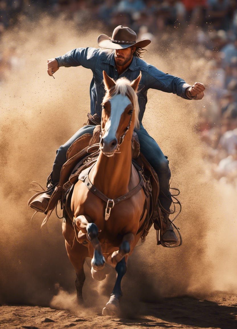 Barrel Racing Cowboy in Hyperdetailed Wild West Action