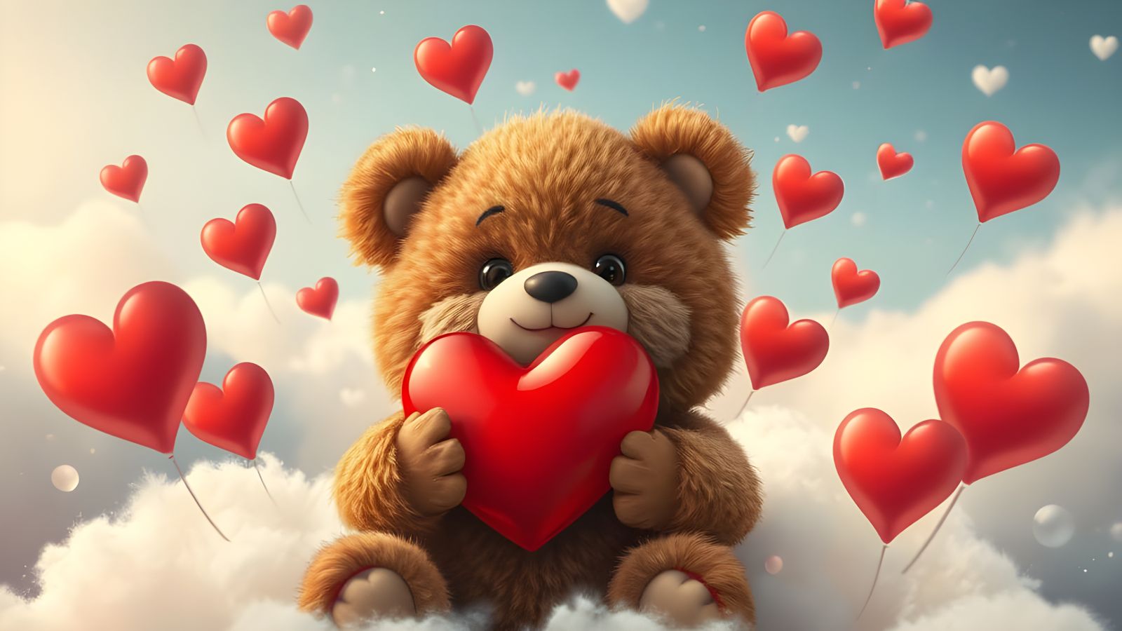 Cute Teddy Bear-Like Humanoid Celebrates Valentine's Day Ami...