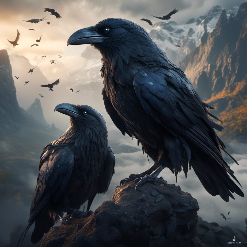 Odin's Ravens: Hugin and Munin in Detailed Matte Painting