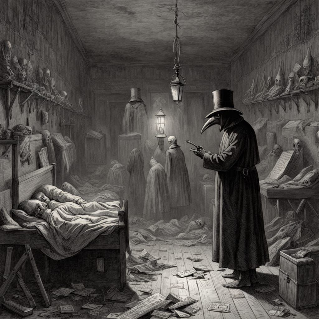 Surreal Horror Scene Depicted in Dark, Gothic Style