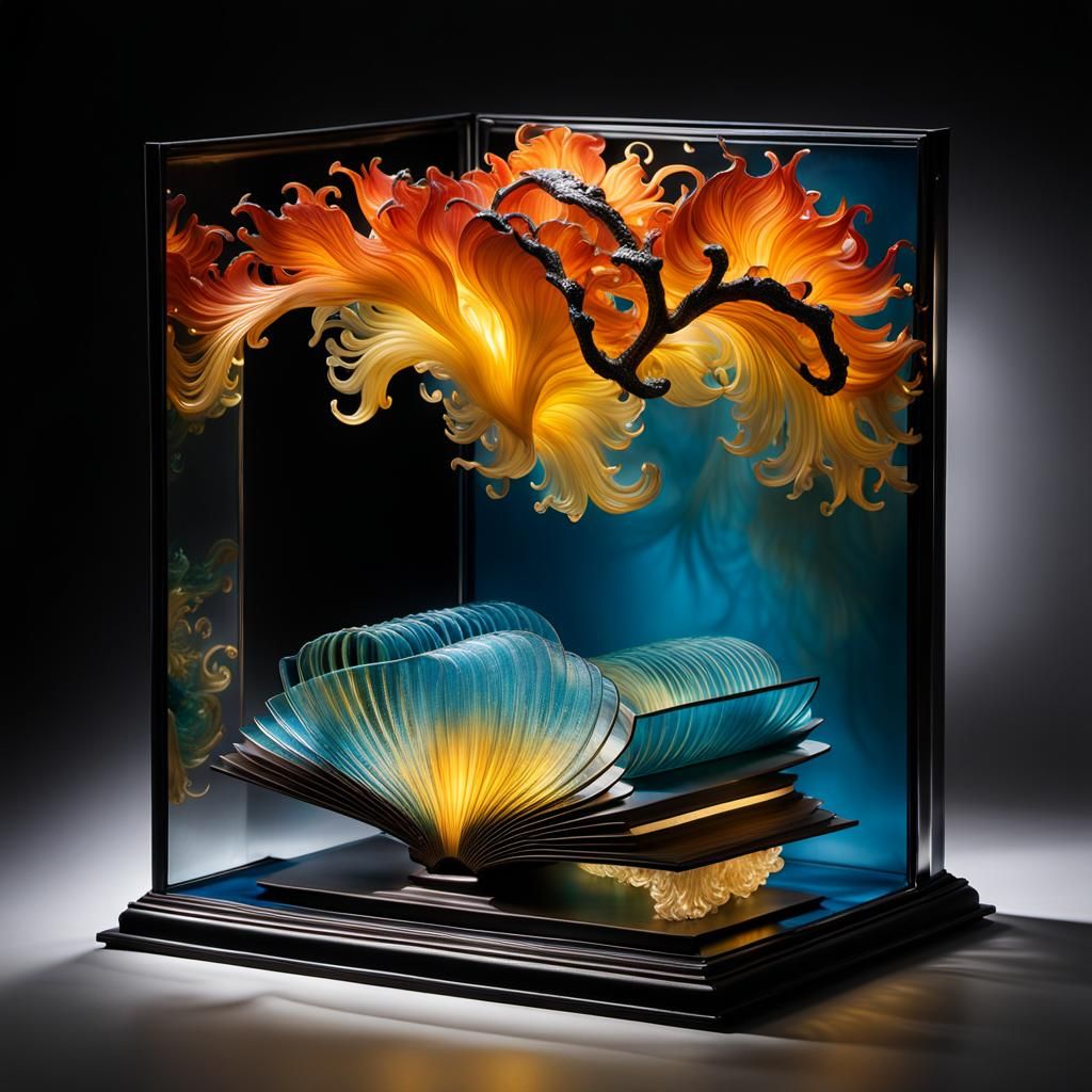 Enameled Glass Book with Inner Glow