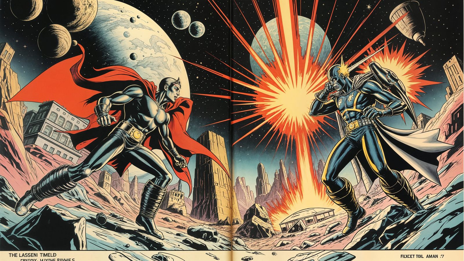 Epic Comic Book Showdown in Rocket Base Clearing