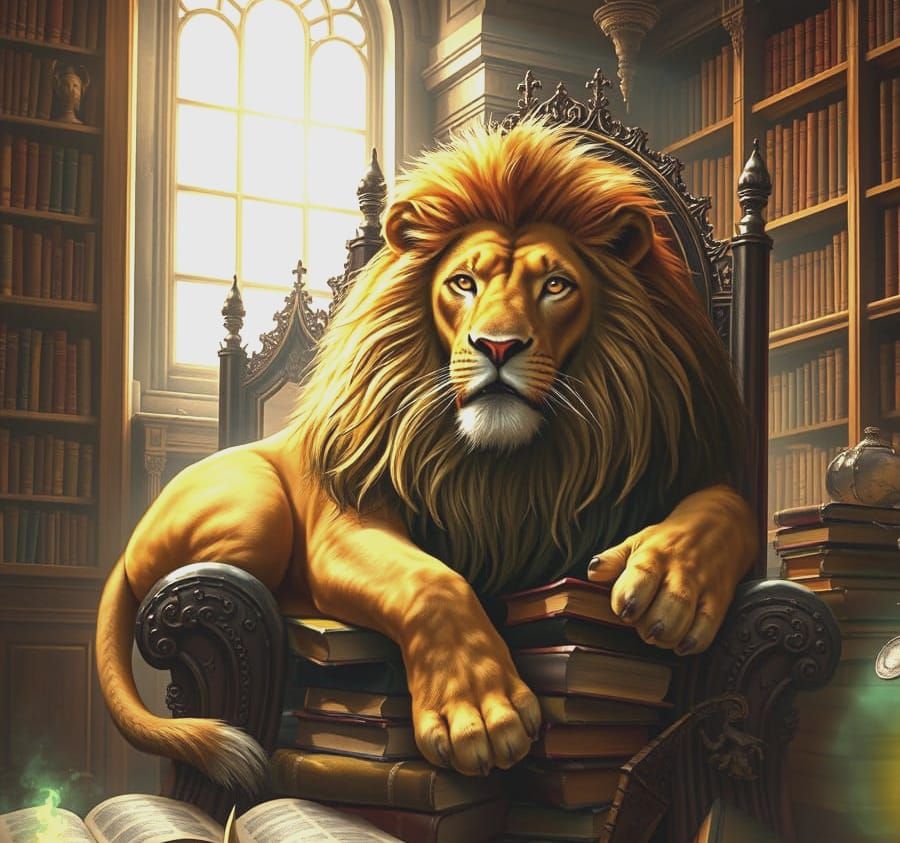 Bioluminescent Lion King in Renaissance Style