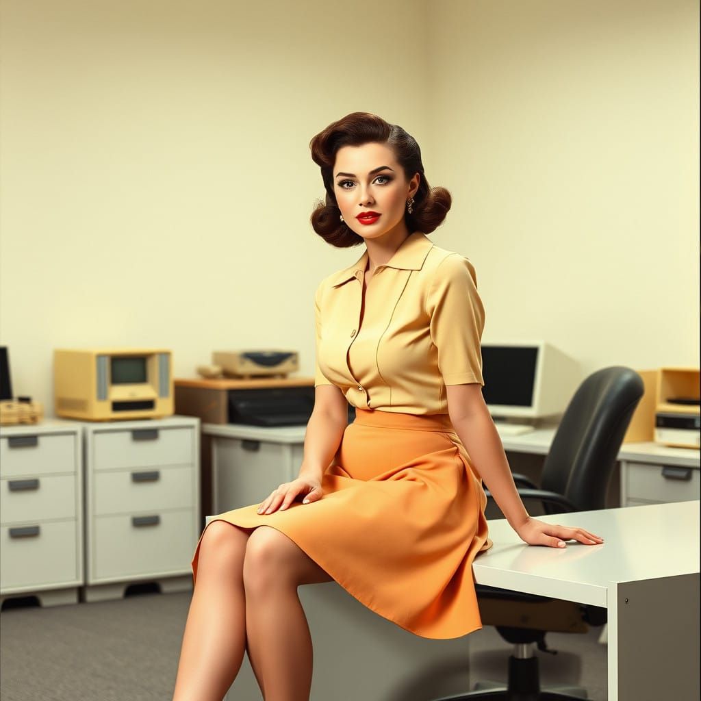 Mid Century Secretary with Masculine Flair in a 1950s Office