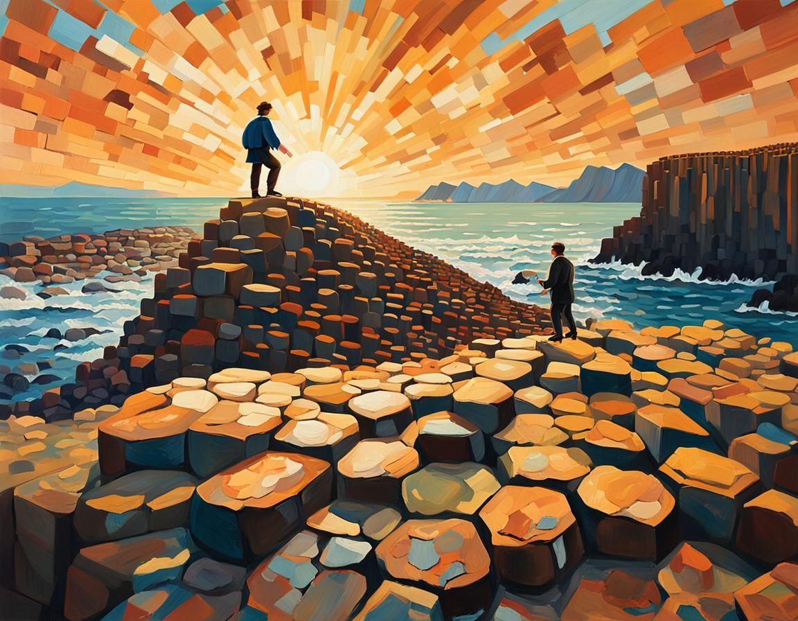 19th century style, Fionn mac Cumhaill constructing the Gian...