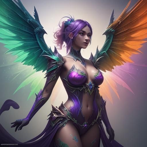 Diamond Winged Woman in Fantasy Concept Art