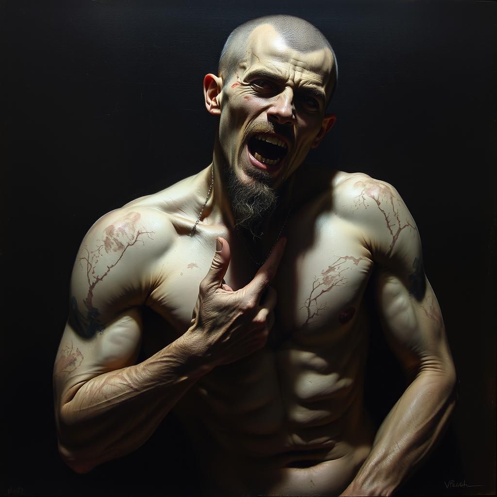 Dramatic Chiaroscuro Painting in Classical Style