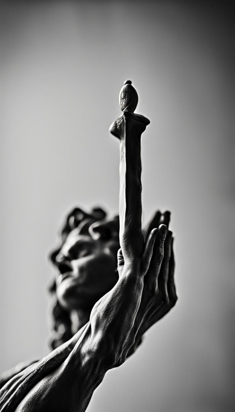 Detailed Close-Up of a Greek Statue Hand