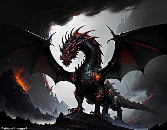 Fiery Dragon in Dynamic Fantasy Art Style