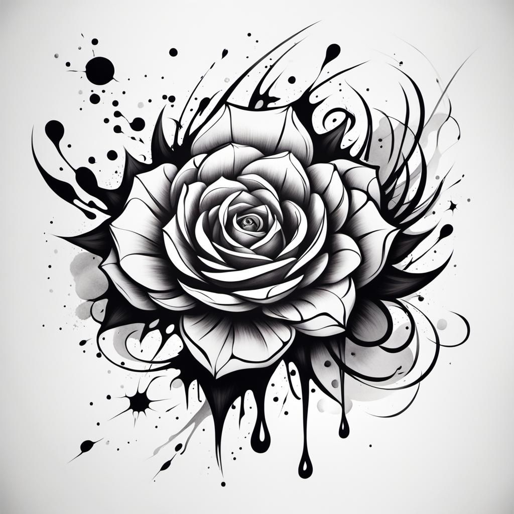 Abstract Tattoo Ink Sketch Design on White