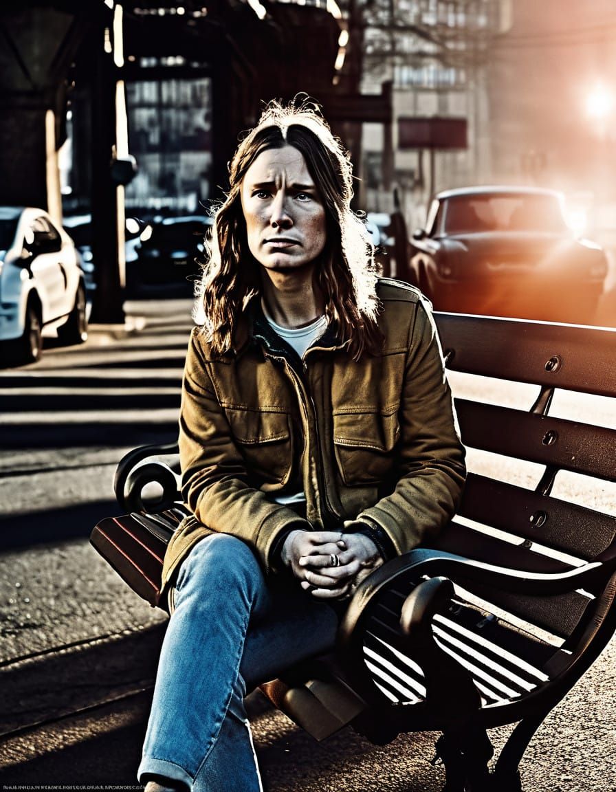 Young Woman Begs on London Street at Sunrise