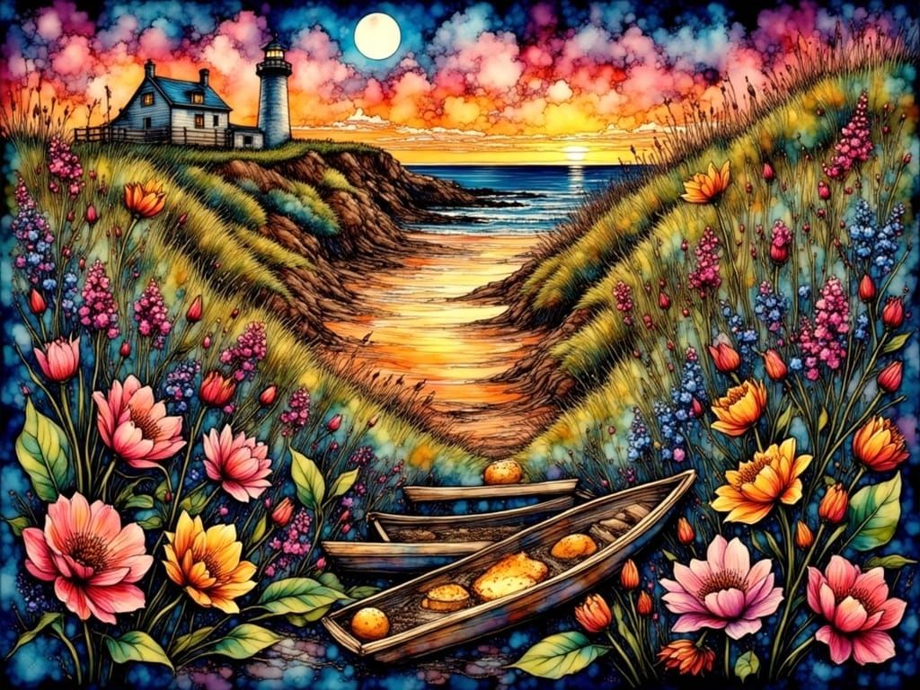 Stormy Danish Lighthouse Amidst Shifting Dunes in Intricate ...