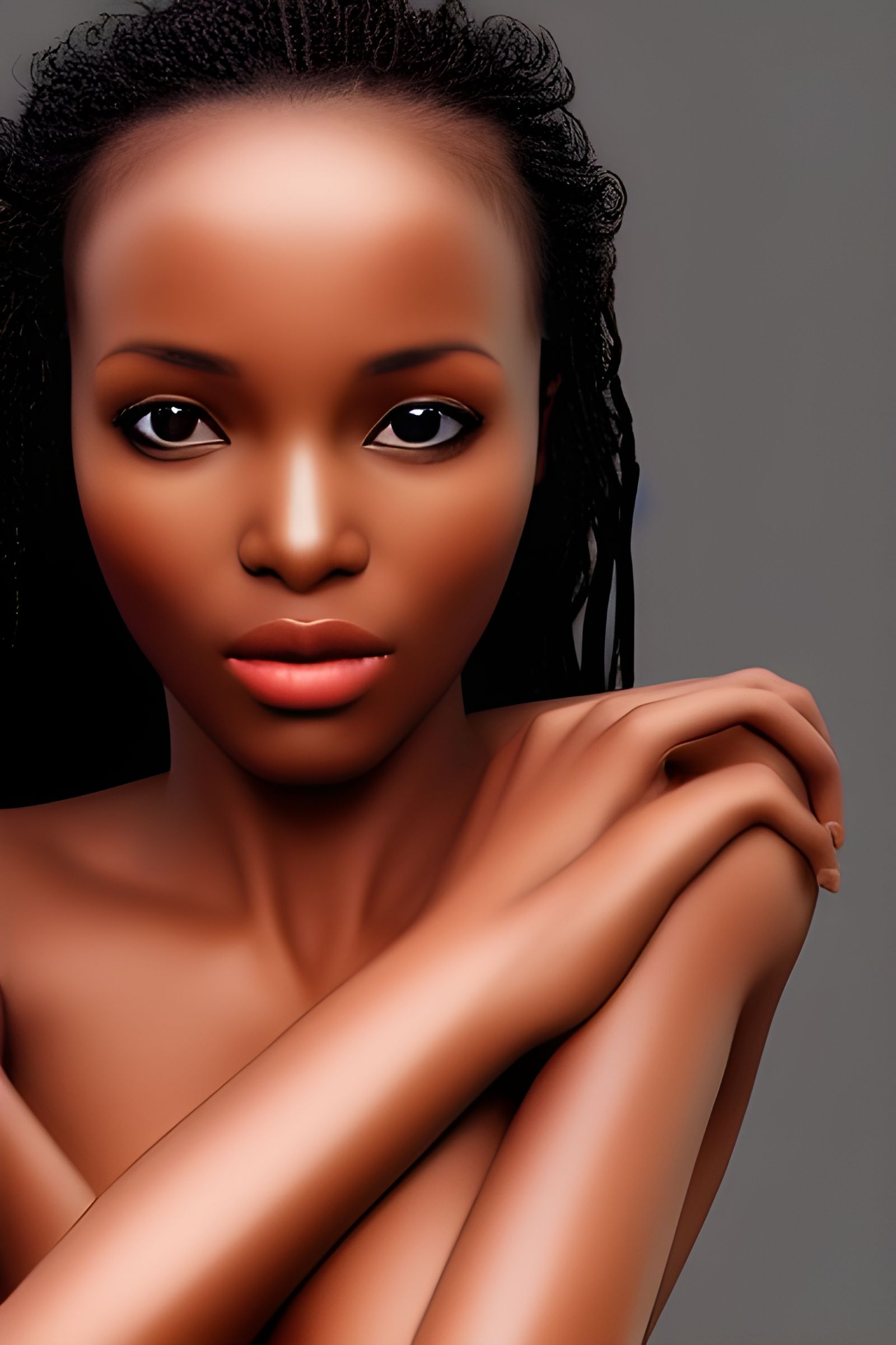 Sensual African Woman Portrait in Photorealistic Style