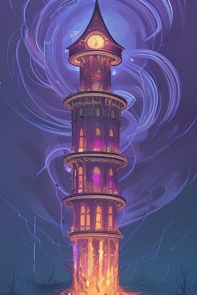 Fantasy Gothic Tower with Swirling Vortex