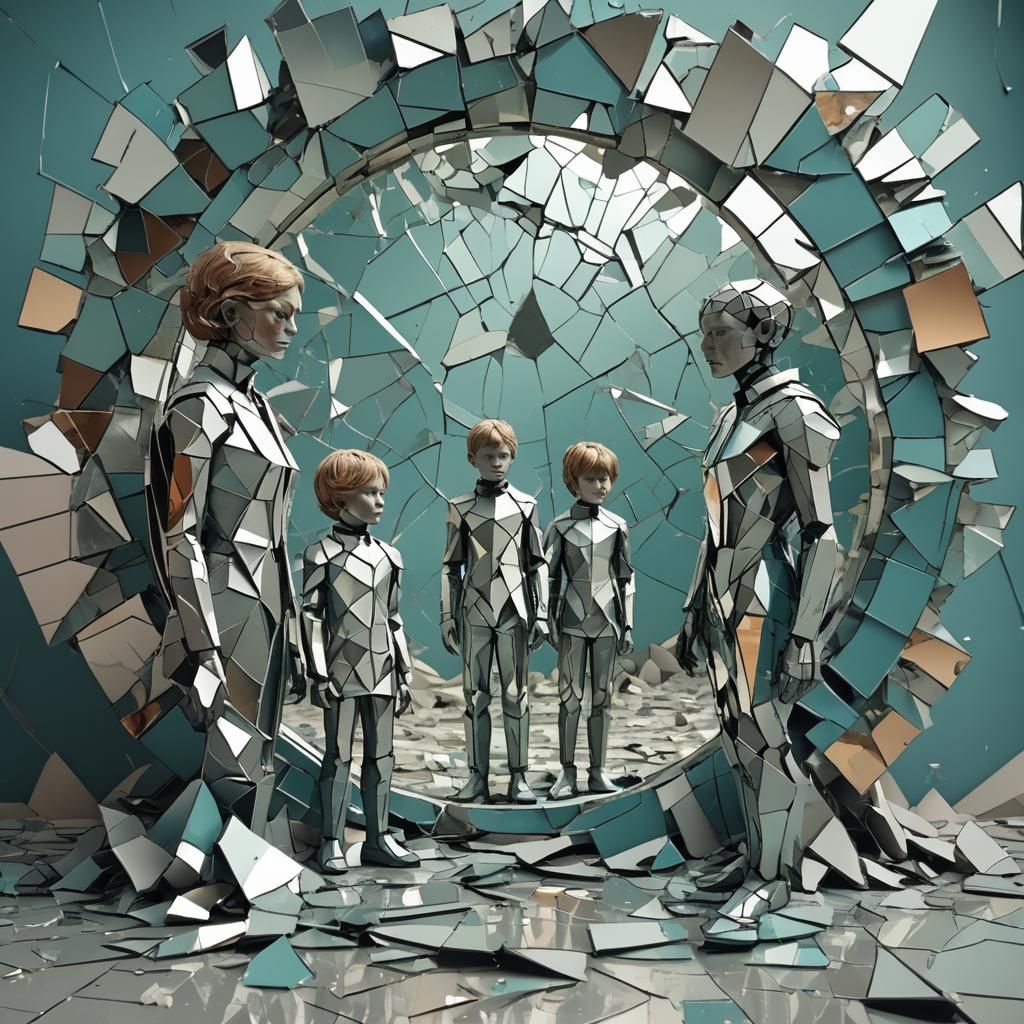 Shattered Earth Mirror Reflects Retro Family