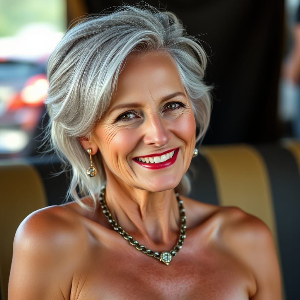 Elegant Silver Hottie Turns Head with Sultry Charm