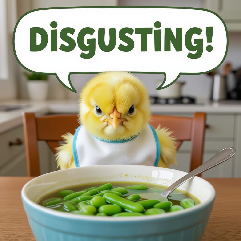 Grumpy Chick Hates Green Bean Soup