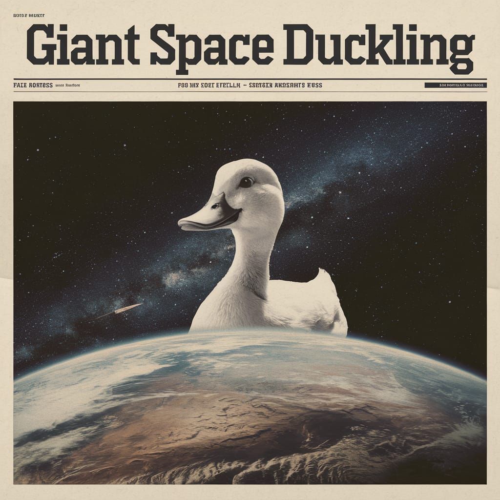 Giant Space Duckling Headline in Retro Style