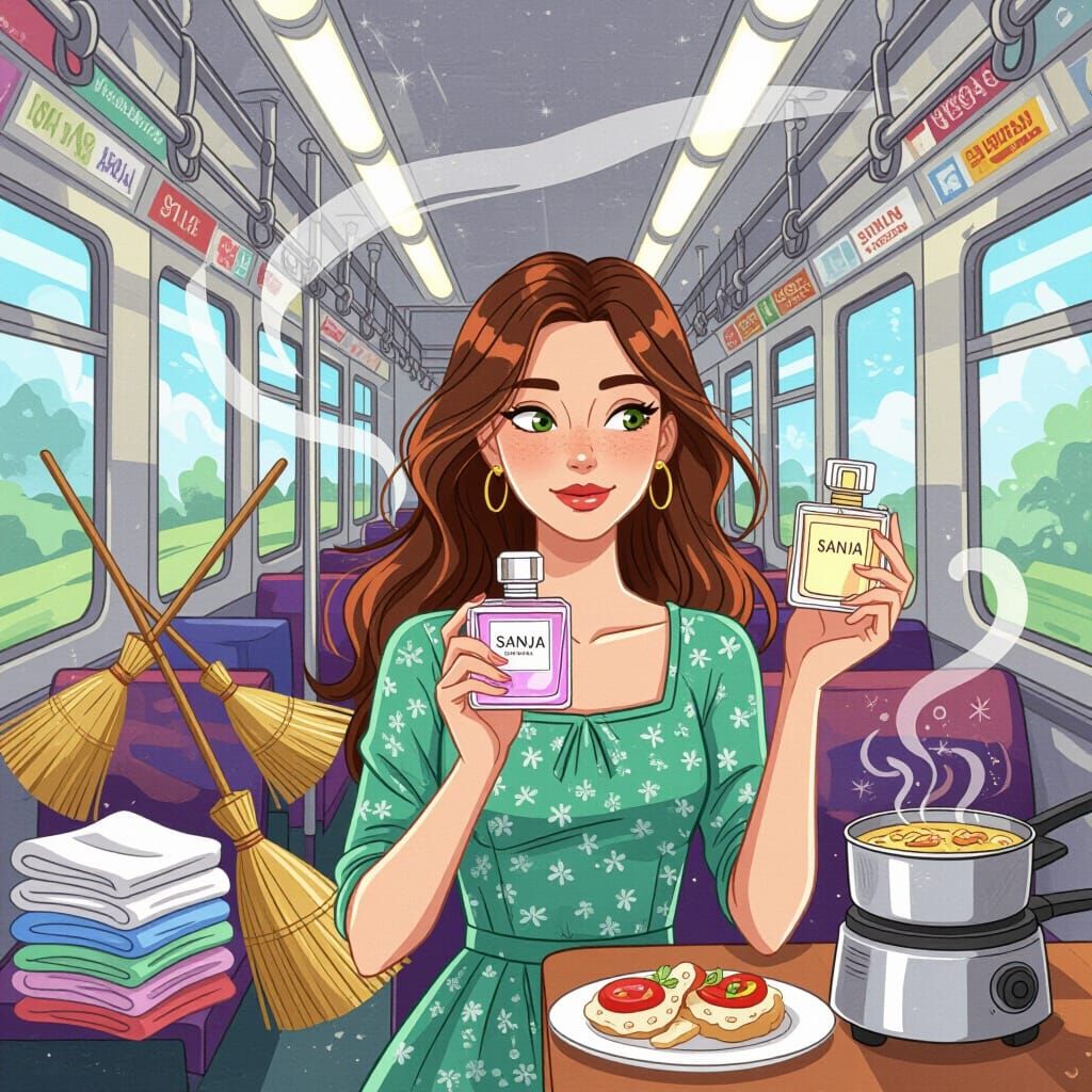 Comic Art of Sanja on Train with Magical Perfume