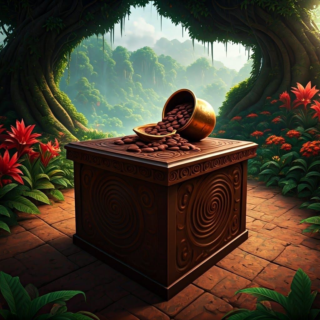 Chocolate Cube Table in South American Landscape