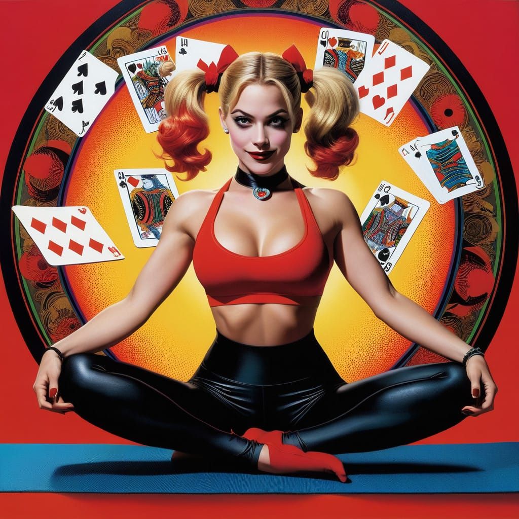 Harley Quinn Strikes a Pose in a Vibrant Yoga Studio