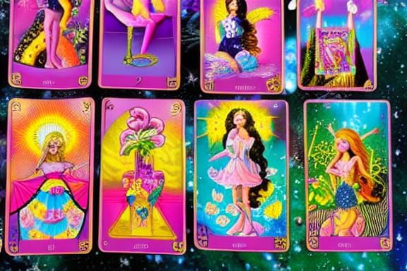 Lisa Frank's Barbie Tarot Cards in 8K