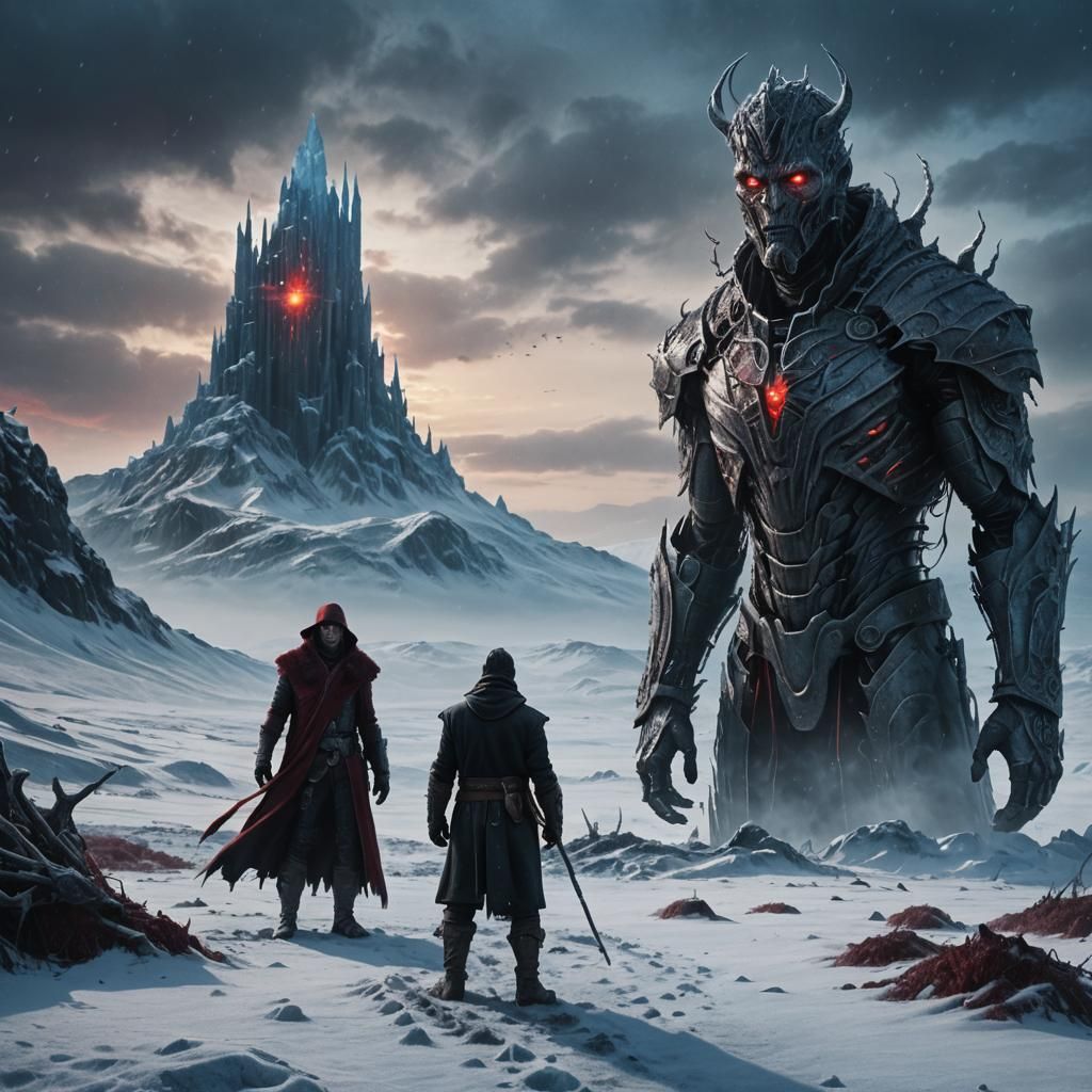 Frozen Wasteland Wanderer in Dark Fantasy Style