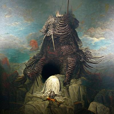 Dark Souls Boss in Horror Art Style