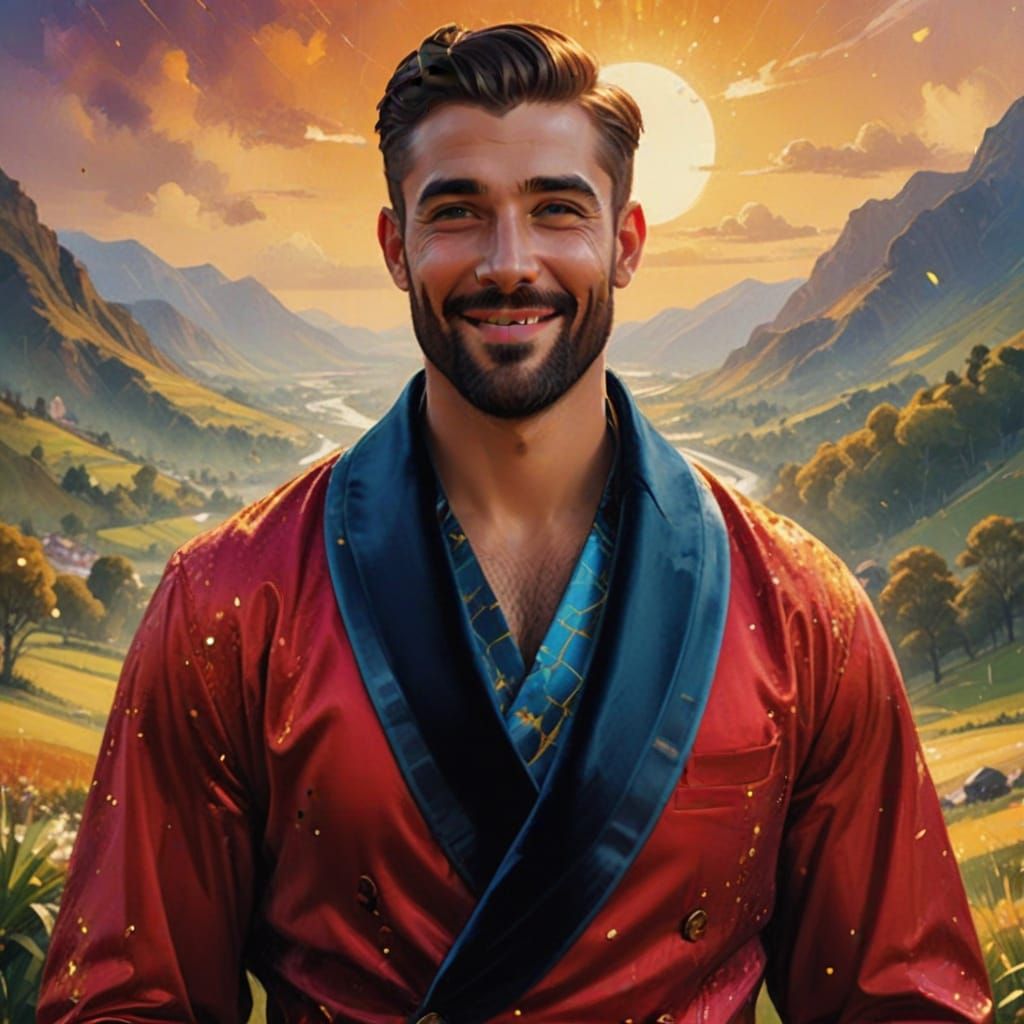 Smiling Man Portrait with Crew Cut in Digital Art