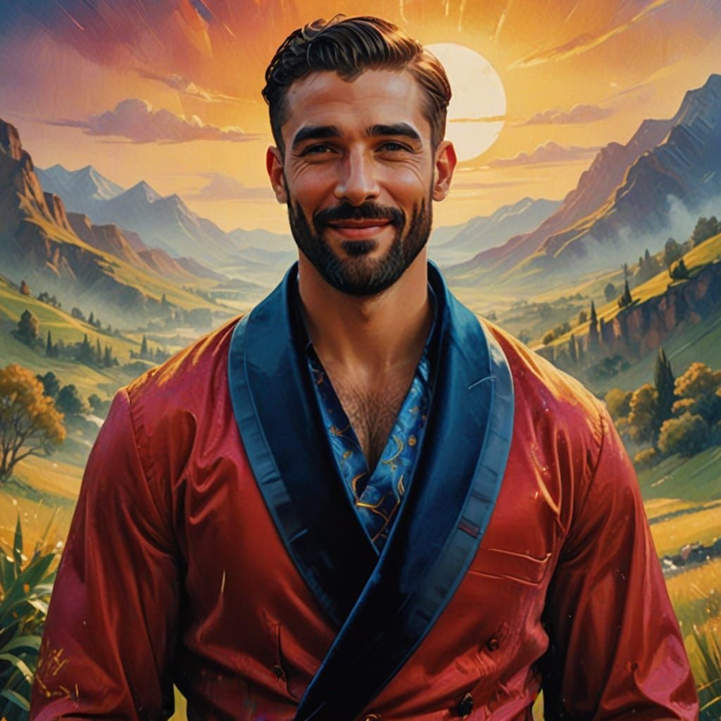 Handsome Man with Crew Cut in Velvet Suit