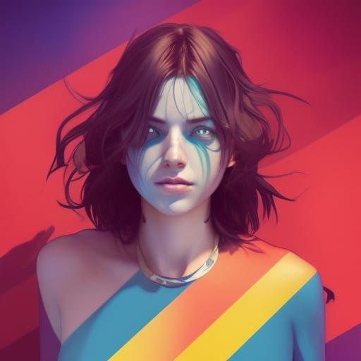 Pansexual Flag Portrait in Art Nouveau Style