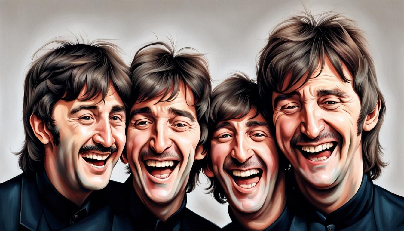 heads of the Beatles  laughing out loud