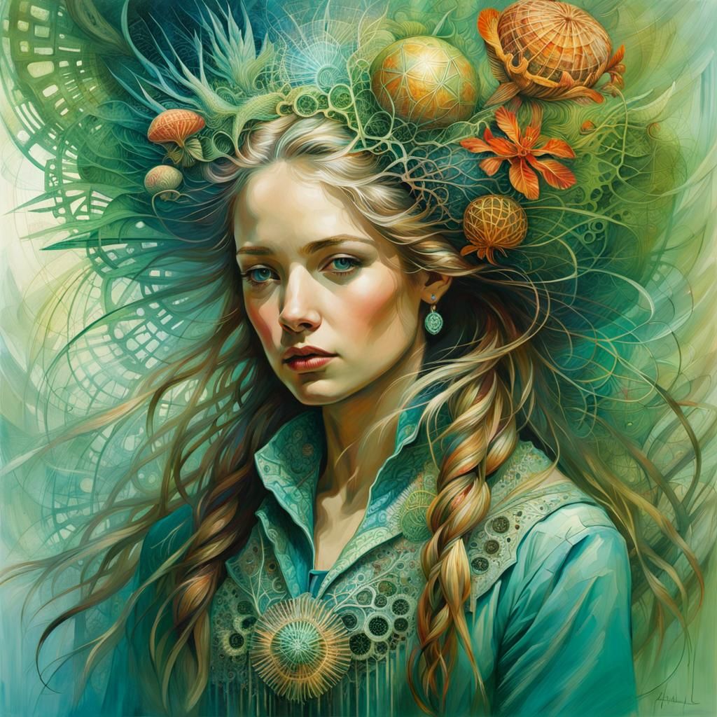 Surreal Biomechanical Landscape in Mixed Media Style