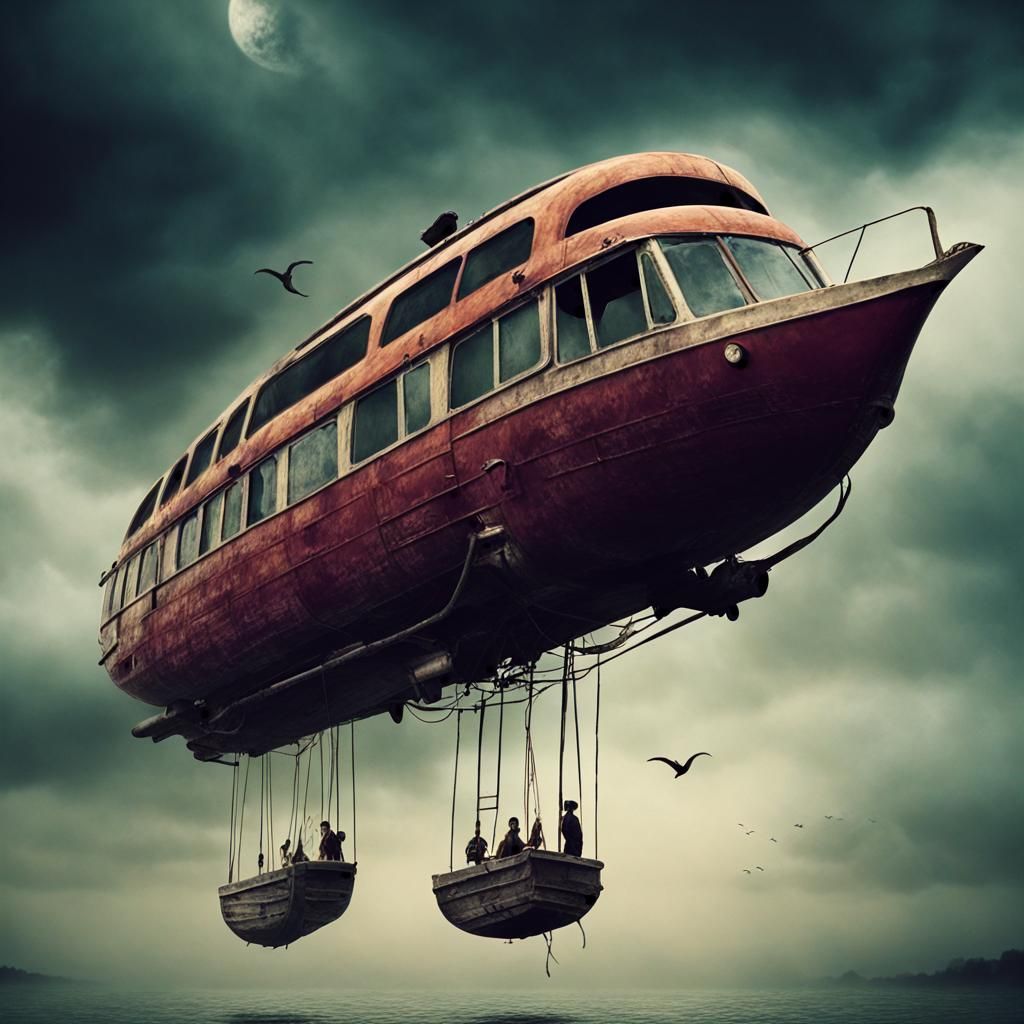 Surreal Caravel Voyage on a Deep Color Sea