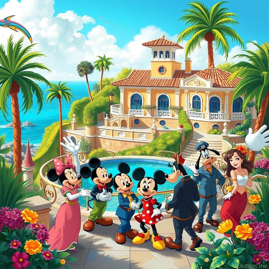 Disney Characters Pool Party in Art Nouveau Style