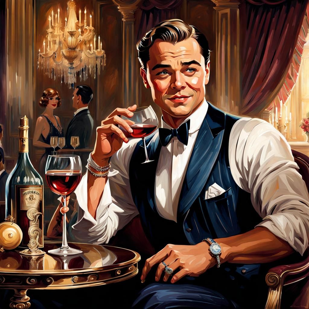 Elegant 1920s Party Scene in Splash Art Style