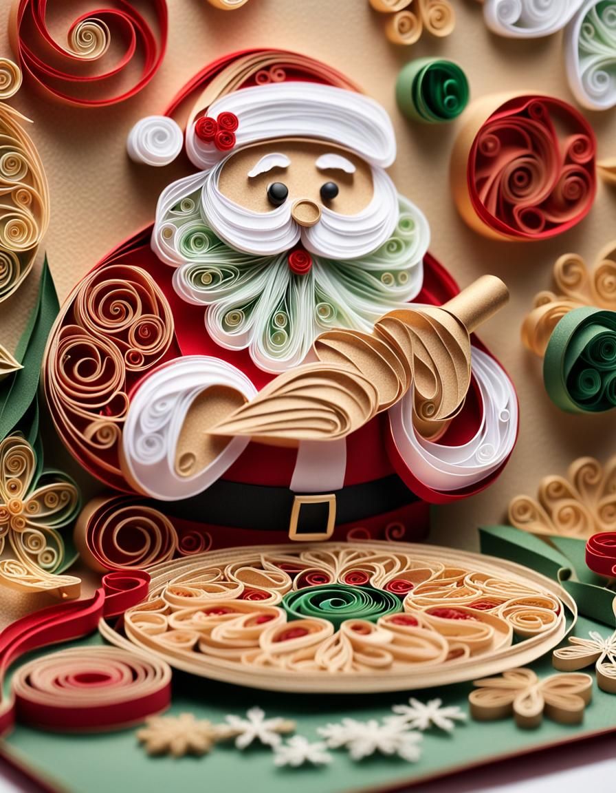 Santa Claus Quilling Art in Cozy Workshop