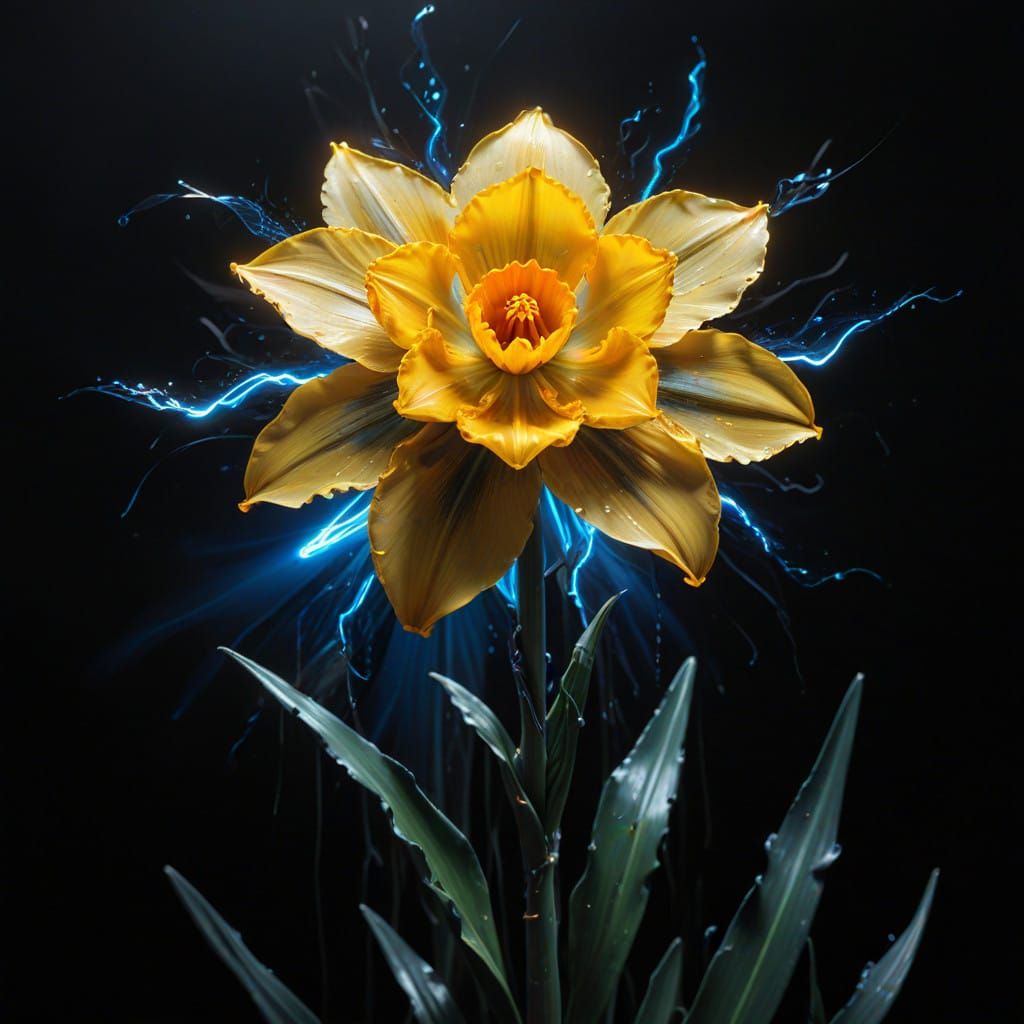Vibrant, Comic Book-Style Armed Daffodil in Action