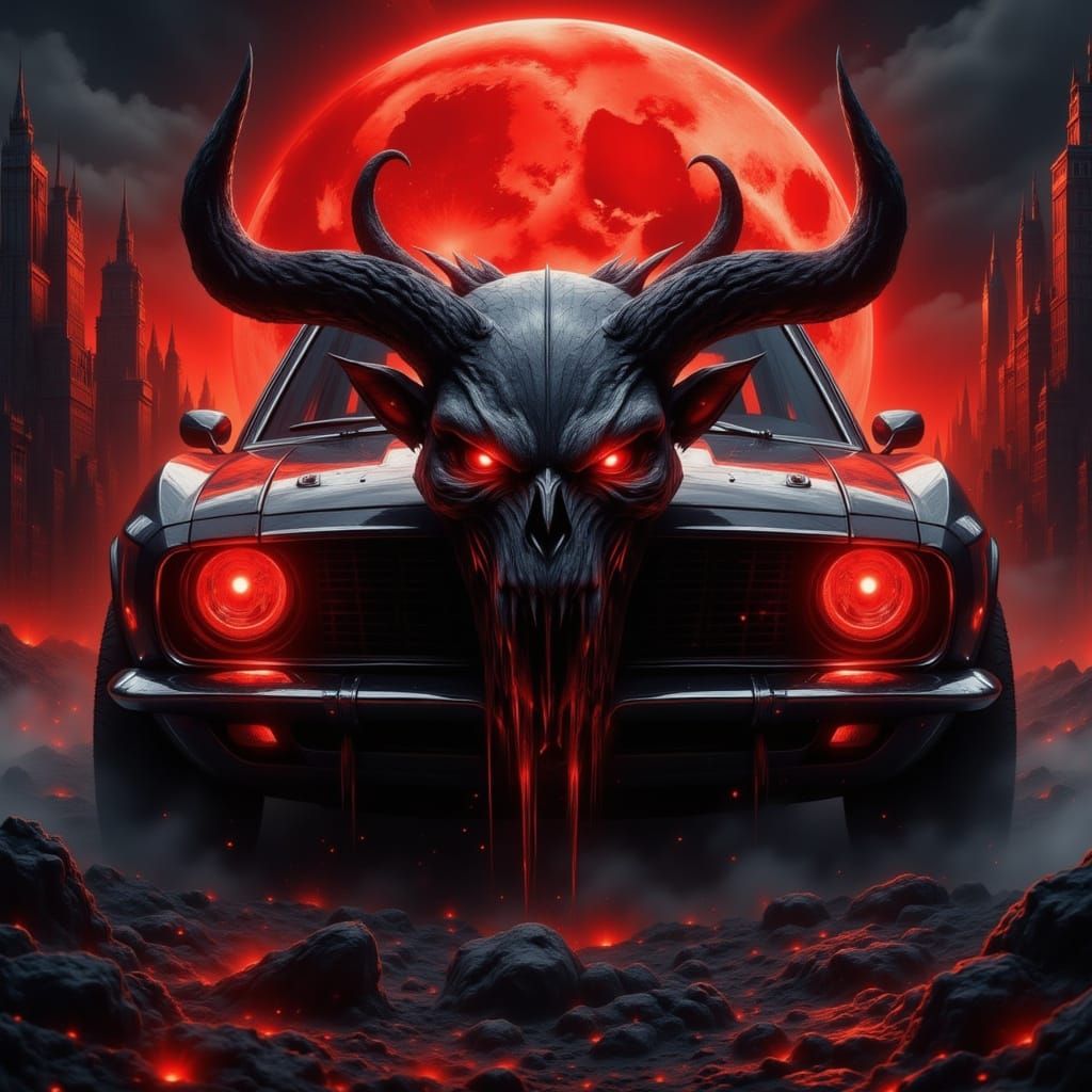 Demonic Muscle Car in Dark Fantasy Style