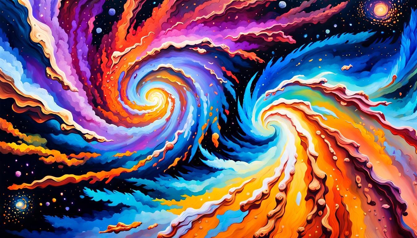 Spectacular Galaxy Cluster in Gouache Style