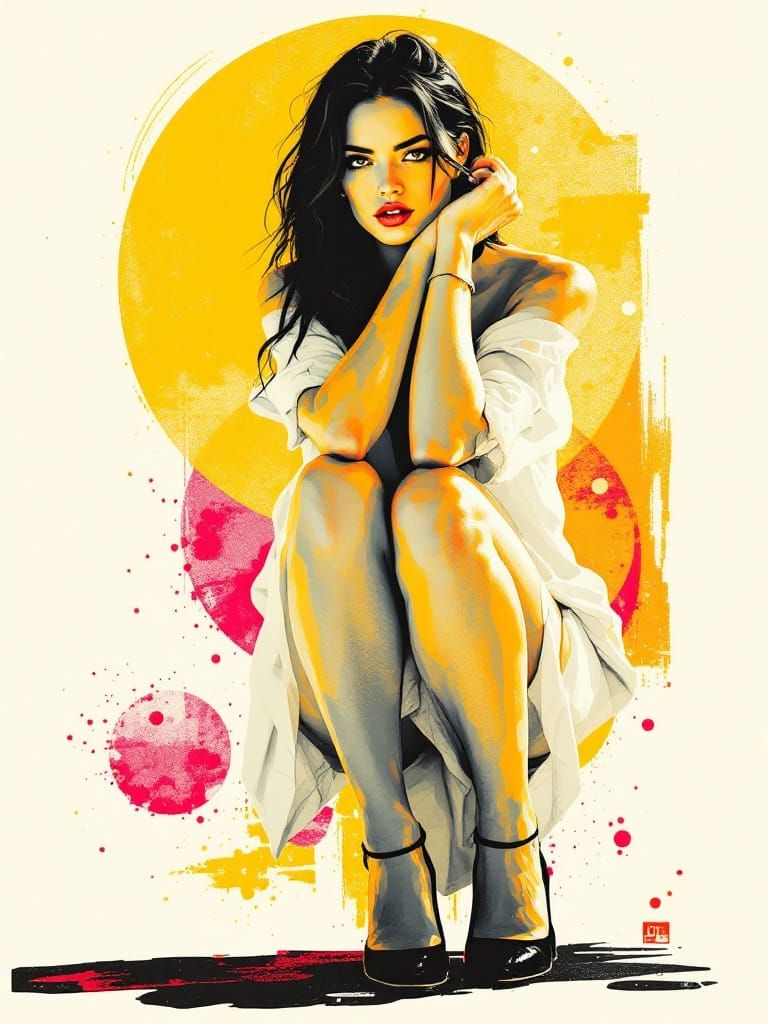 Figure Study in Risograph Style with Bold Colors