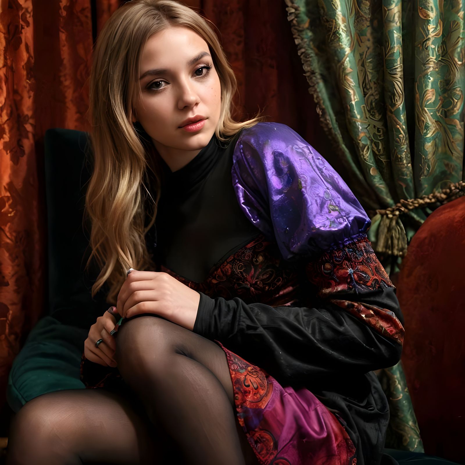 Woman in Psychedelic Hookah Club, Hyperrealism