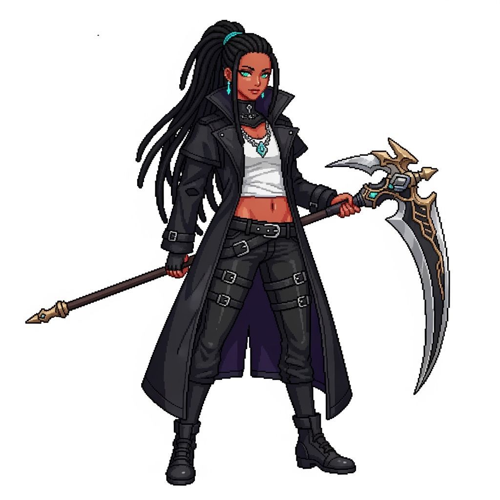 Pixel Art Female Necromancer with Scythe