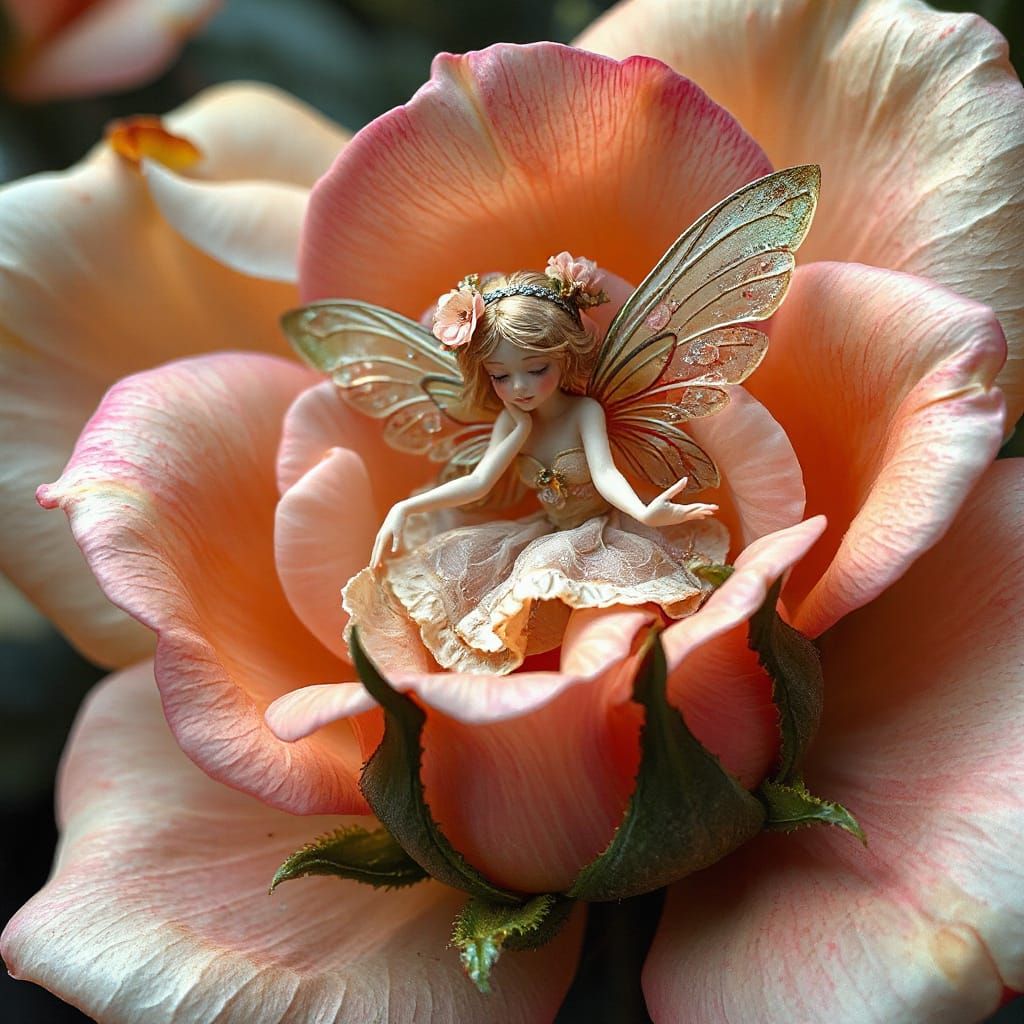 Fairy Trapped in Rose Thorn, Surreal Art