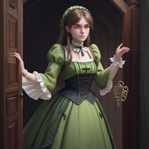 Girl with Skeleton Key at Secret Door